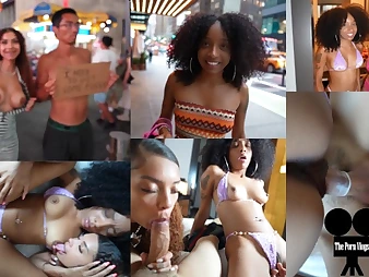 Witness The Porno Vlogs, black superstars, get their cock-squeezing cooters fucked in public by a hung dark-hued boy