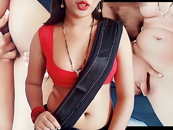 Watch Saree Bhabhi get her Indian honeypot pummeled by Ganda while her cheating husband witnesses in awe